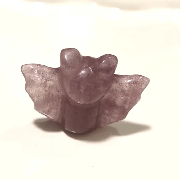 Strawberry Quartz Bat Carving Crystal Imperfections color Variations 1x1.5 - Picture 3 of 9